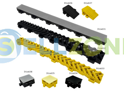 Κανάλι και στοιχεία φωτισμού LED σε αρθρωτό δάπεδο – DUa631 και αξεσουάρ DUa631–DUa638